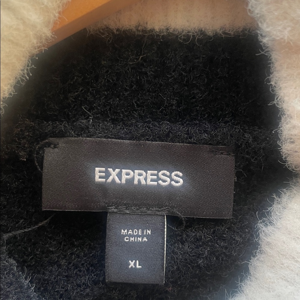 Express Cozy Black and White Striped Long Sweater Size XL - Picture 3 of 6